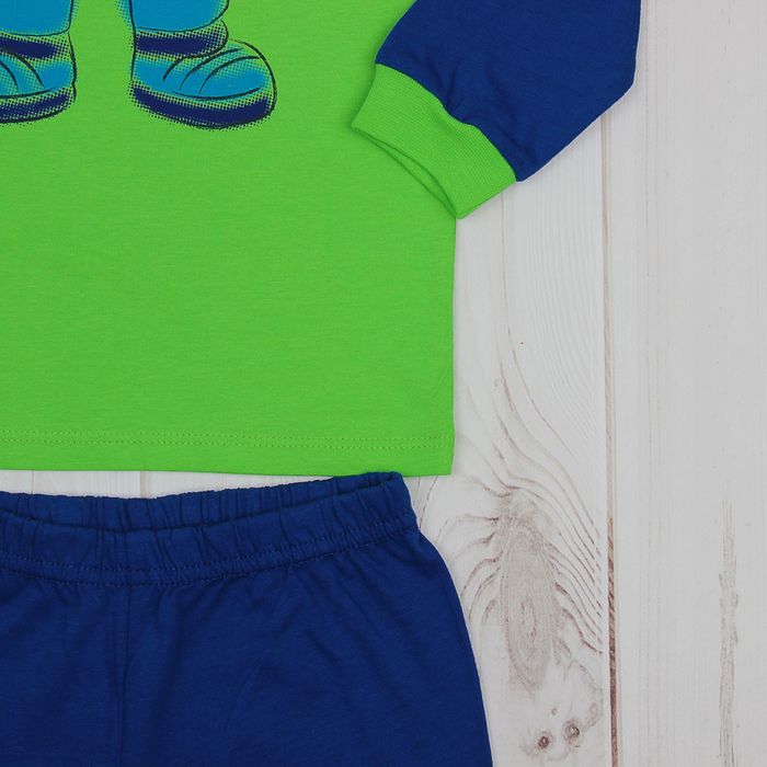 Пижама для мальчика, рост 80 см (52), цвет салатовый/синий