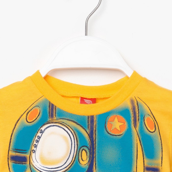 Пижама для мальчика, рост 80 см (52), цвет жёлтый/серый меланж