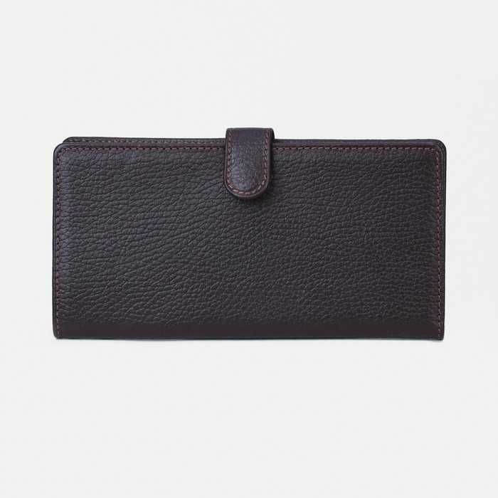 Портмоне мужское на кнопке, 2 отдела, отдел для карт, отдел для монет, коричневый флотер