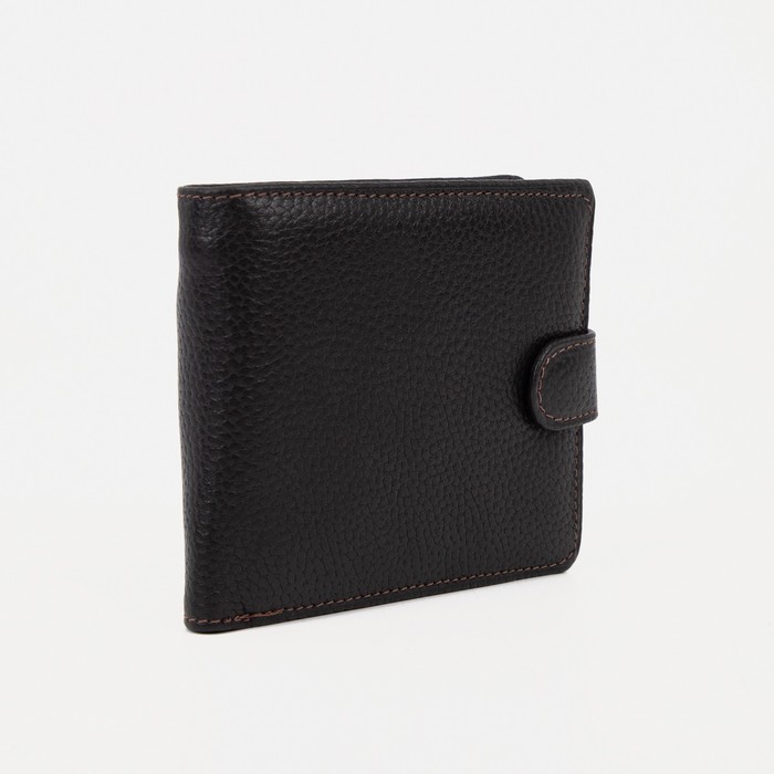 Портмоне мужское на кнопке, 3 отдела, отдел для карт, отдел для монет, коричневый флотер