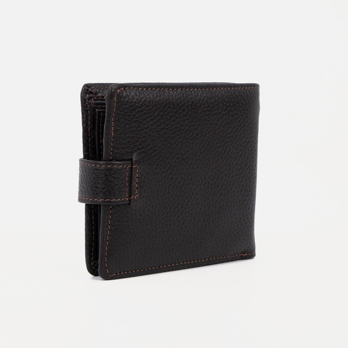 Портмоне мужское на кнопке, 3 отдела, отдел для карт, отдел для монет, коричневый флотер