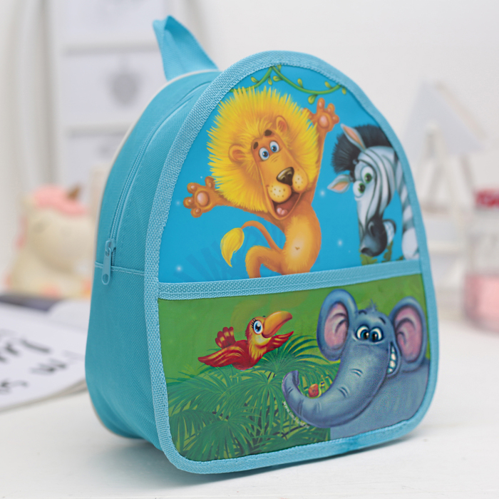 Рюкзак детский "Весёлые зверята" с карманом, 21 х 25 см