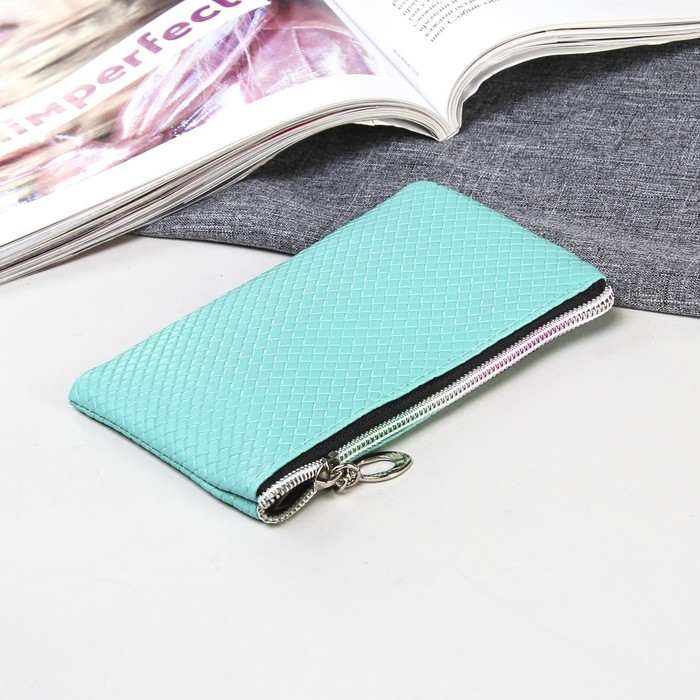 Кошелёк женский на молнии "Плетёнка", 1 отдел, цвет мятный