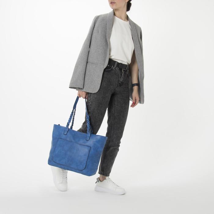 Сумка женская на молнии "Лорен", 1 отдел с перегородкой, 2 наружных кармана, синяя