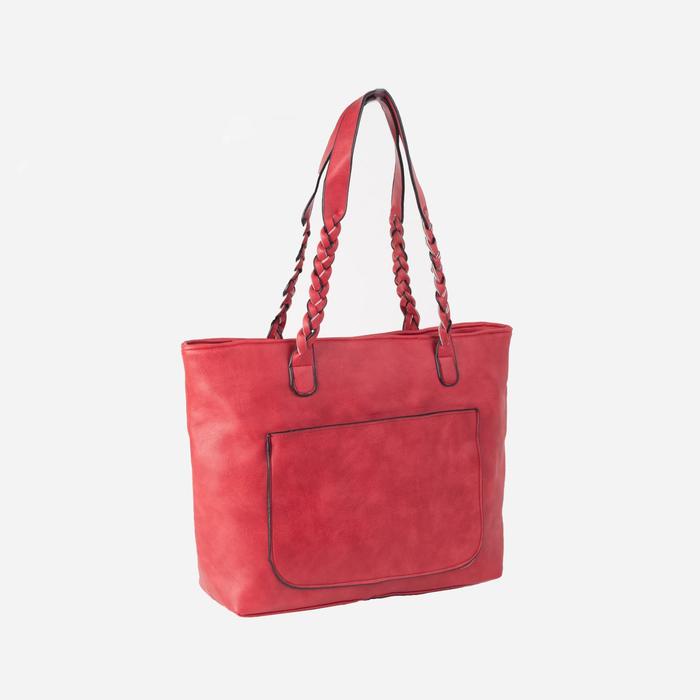 Сумка женская на молнии "Лорен", 1 отдел с перегородкой, 2 наружных кармана, красная