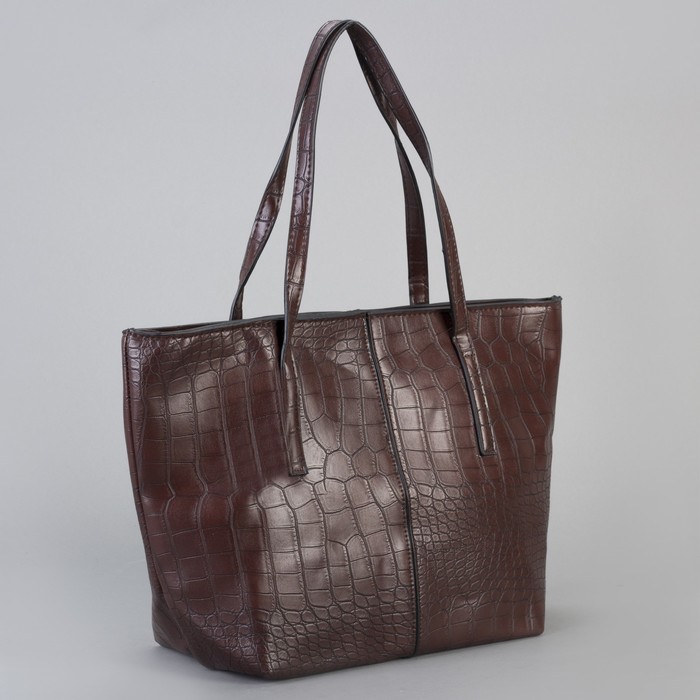 Сумка женская на молнии "Лорри", 1 отдел с перегородкой, коричневая