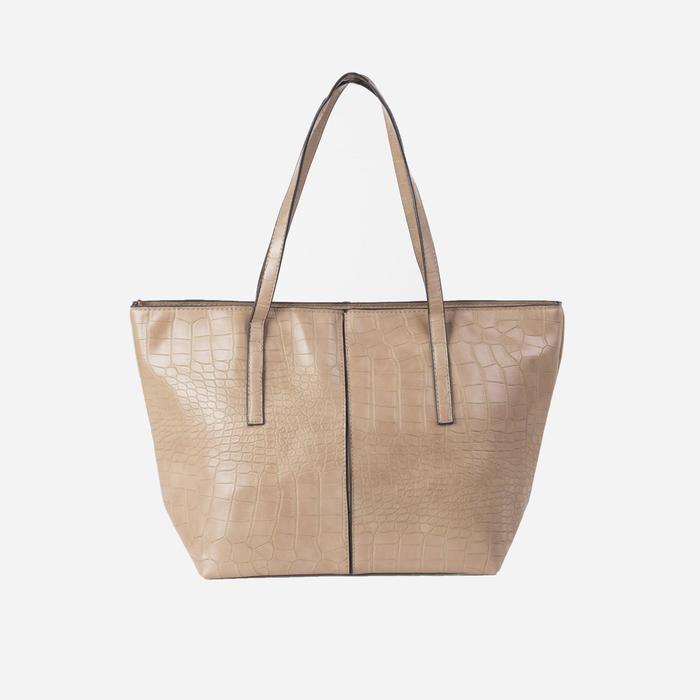 Сумка женская на молнии "Лорри", 1 отдел с перегородкой, бежевая