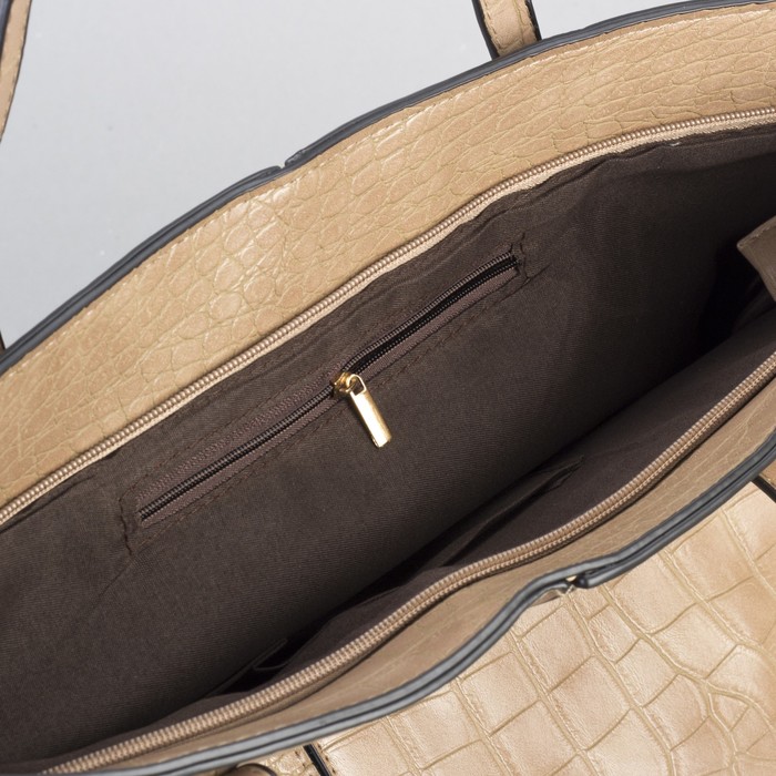 Сумка женская на молнии "Лорри", 1 отдел с перегородкой, бежевая