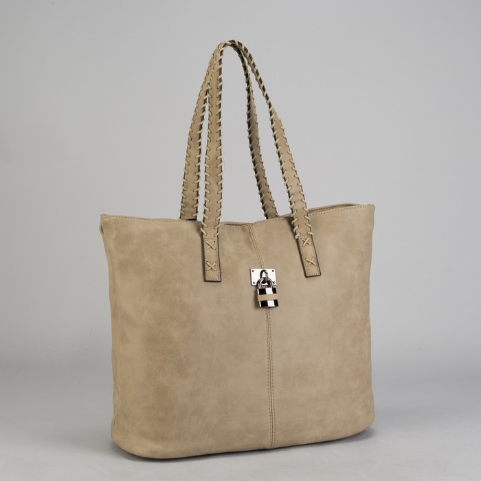 Сумка женская на молнии "Лиан", 1 отдел с перегородкой, бежевая