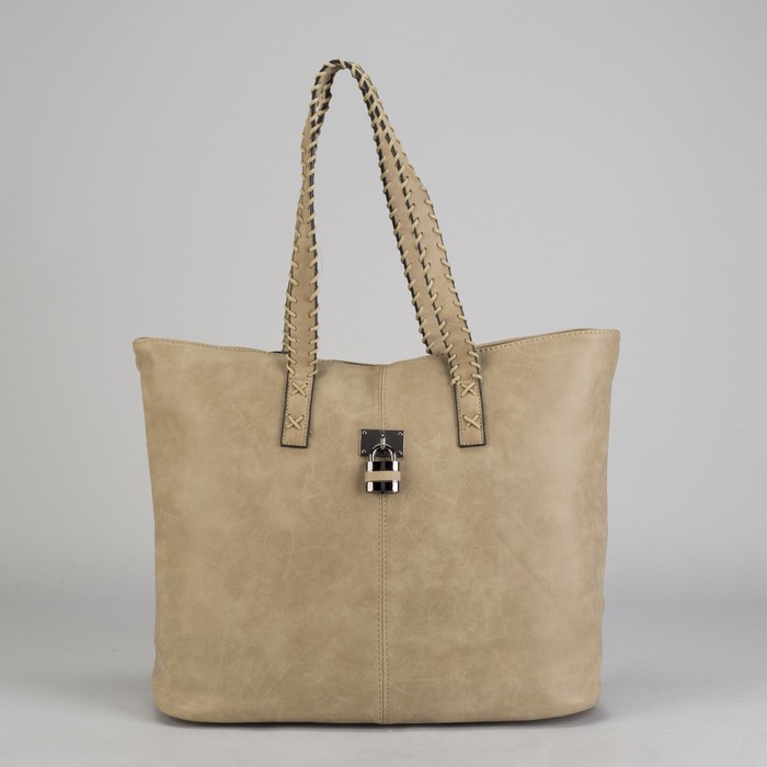 Сумка женская на молнии "Лиан", 1 отдел с перегородкой, бежевая