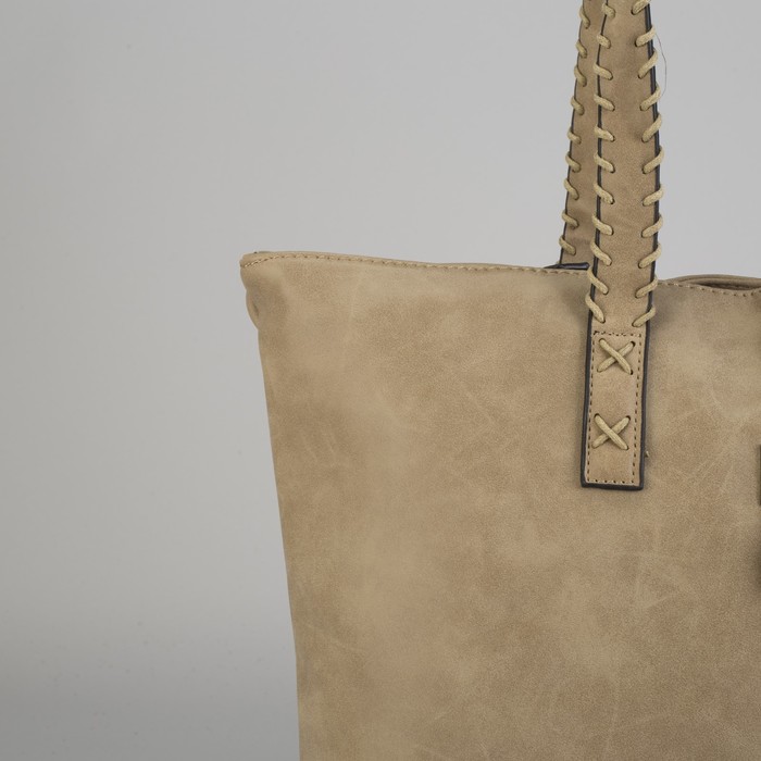 Сумка женская на молнии "Лиан", 1 отдел с перегородкой, бежевая