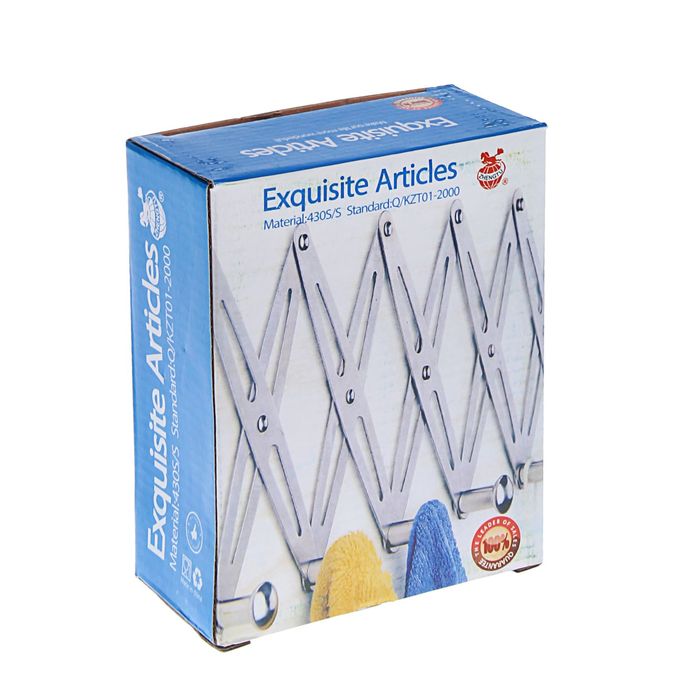 Вешалка надверная раздвижная, 6 крючков 11,5х14,5х8 см