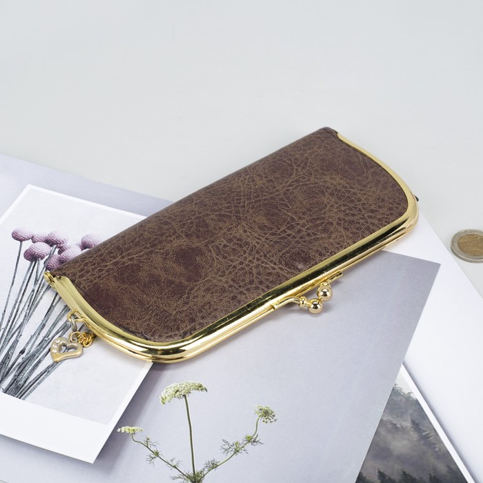 Кошелёк женский на рамке, 5 отделов, коричневый