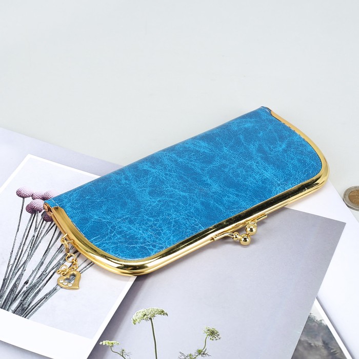 Кошелёк женский на рамке, 5 отделов, синий