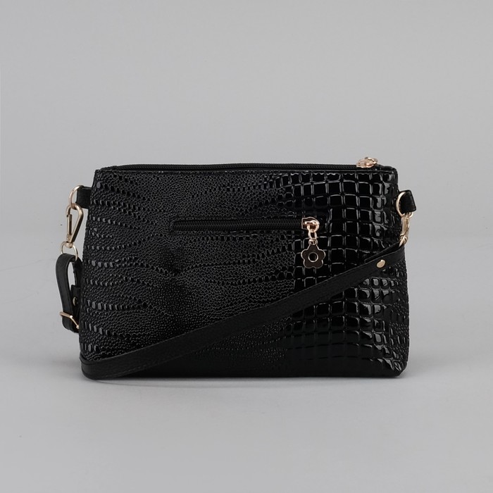 Клатч женский на молнии "Кейси", 1 отдел, 1 наружный карман, регулируемый ремень, чёрный