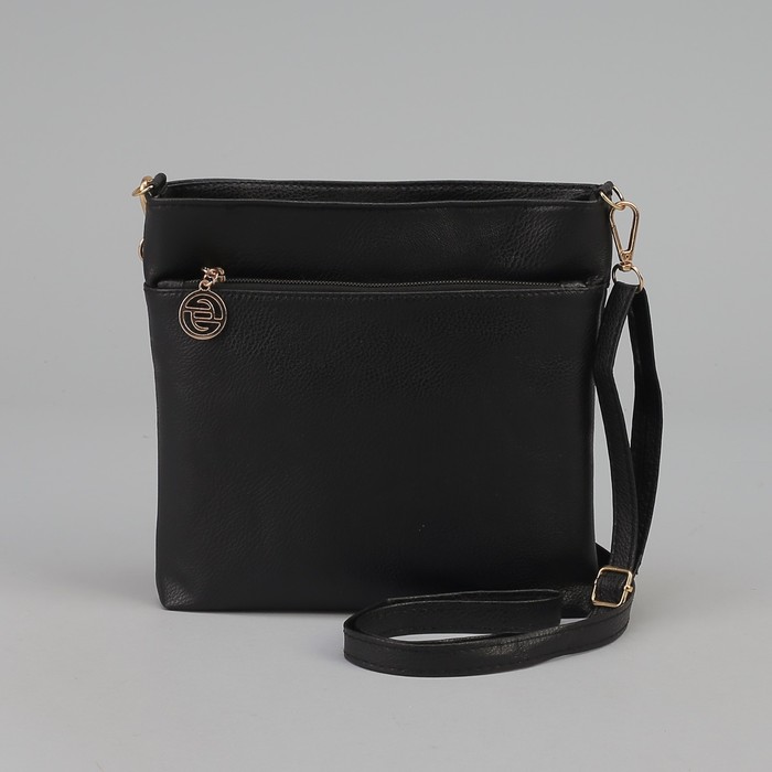 Сумка женская на молнии, 1 отдел, 2 наружных кармана, регулируемый ремень, цвет чёрный