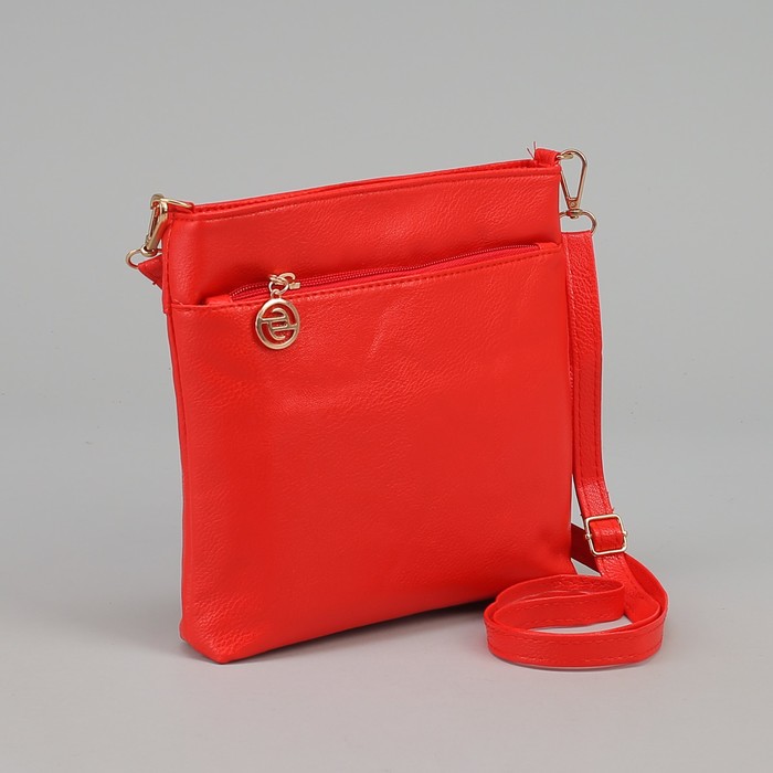 Сумка женская на молнии, 1 отдел, 2 наружных кармана, регулируемый ремень, цвет красный