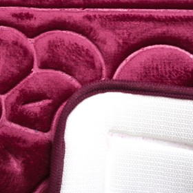 Набор ковриков для ванны и туалета Доляна, 3 шт: 36×43, 40×50, 50×80 см, цвет бордовый от Сима-ленд