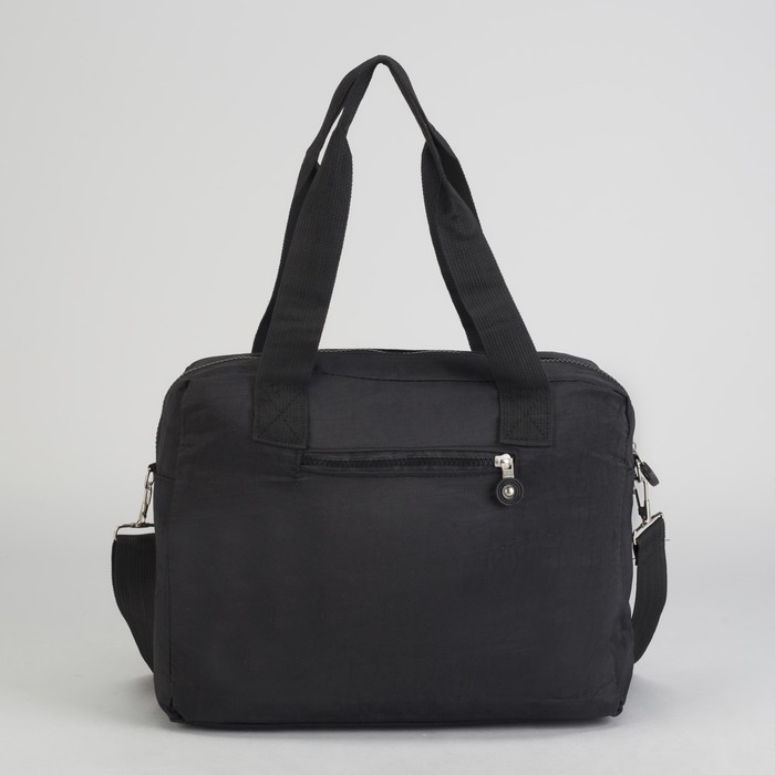 Сумка спортивная на молнии "Жатка", 1 отдел, 6 наружных карманов, длинный ремень, чёрная