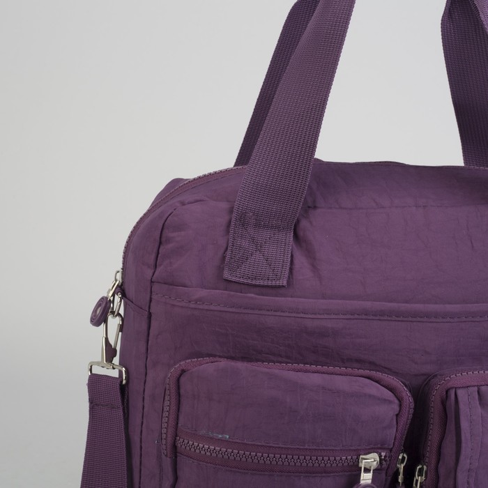 Сумка спортивная на молнии "Жатка", 1 отдел, 6 наружных карманов, длинный ремень, фиолетовая
