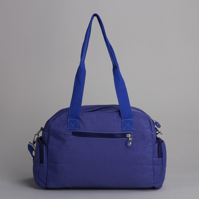 Сумка спортивная на молнии "Жатка", 1 отдел, 7 наружных карманов, длинный ремень, синяя