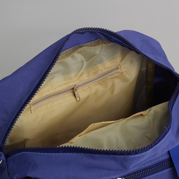 Сумка спортивная на молнии "Жатка", 1 отдел, 7 наружных карманов, длинный ремень, синяя