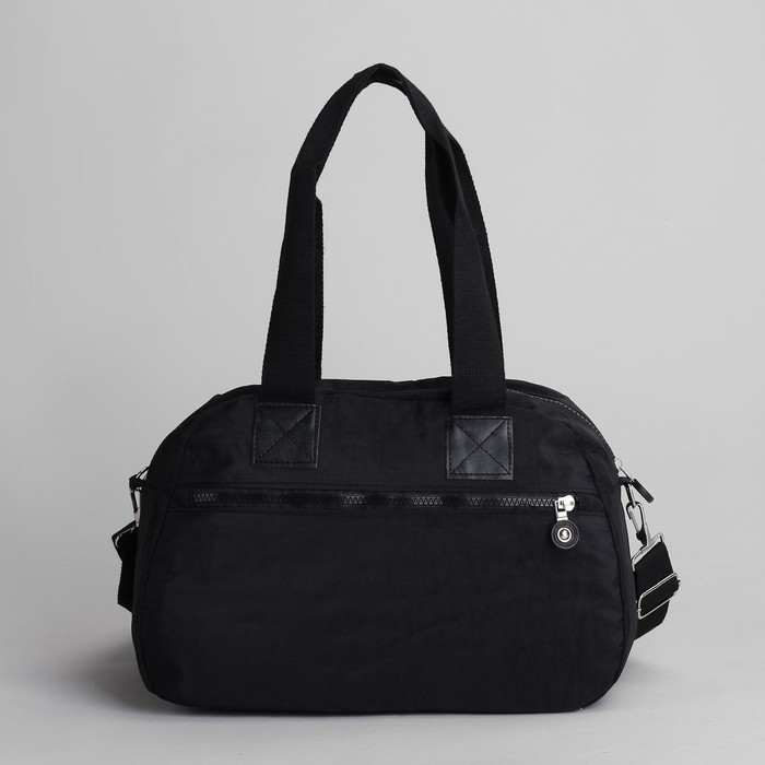 Сумка спортивная на молнии "Жатка", 1 отдел, 6 наружных карманов, длинный ремень, чёрная