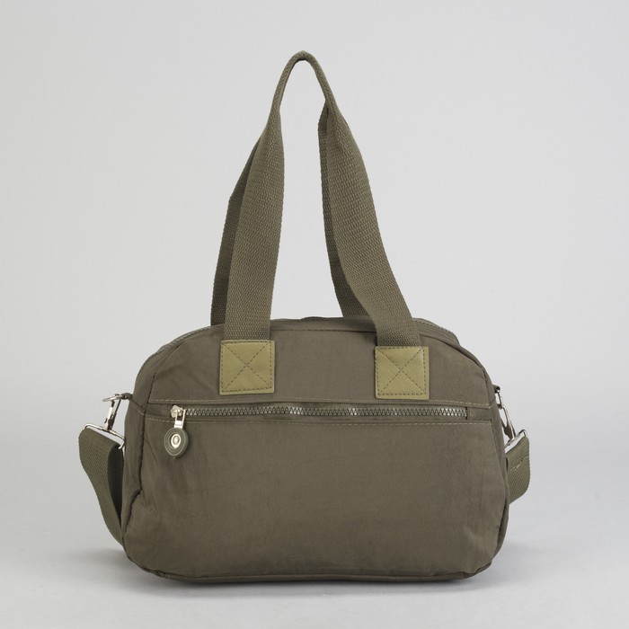 Сумка спортивная на молнии "Жатка", 1 отдел, 6 наружных карманов, длинный ремень, зелёная