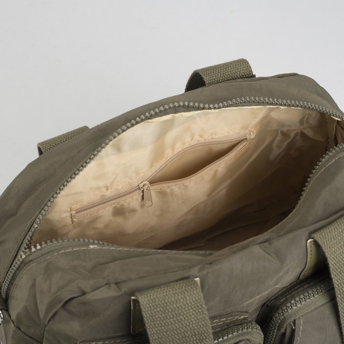 Сумка спортивная на молнии "Жатка", 1 отдел, 6 наружных карманов, длинный ремень, зелёная