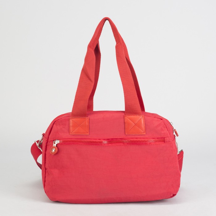 Сумка спортивная на молнии "Жатка", 1 отдел, 6 наружных карманов, длинный ремень, красная