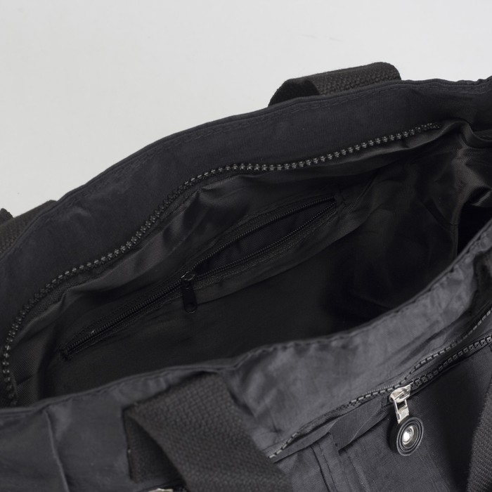 Сумка спортивная на молнии "Жатка", 1 отдел, 5 наружных карманов, длинный ремень, чёрная