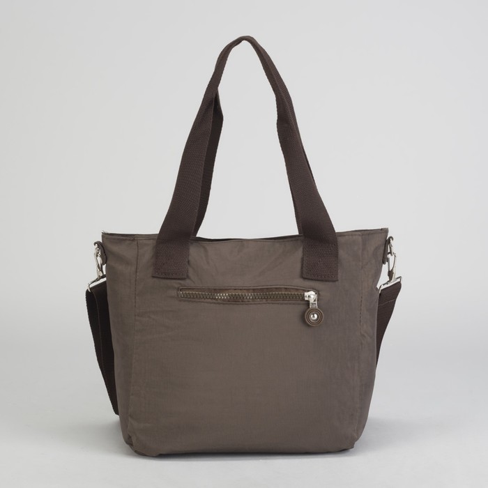 Сумка спортивная на молнии "Жатка", 1 отдел, 5 наружных карманов, длинный ремень, коричневая