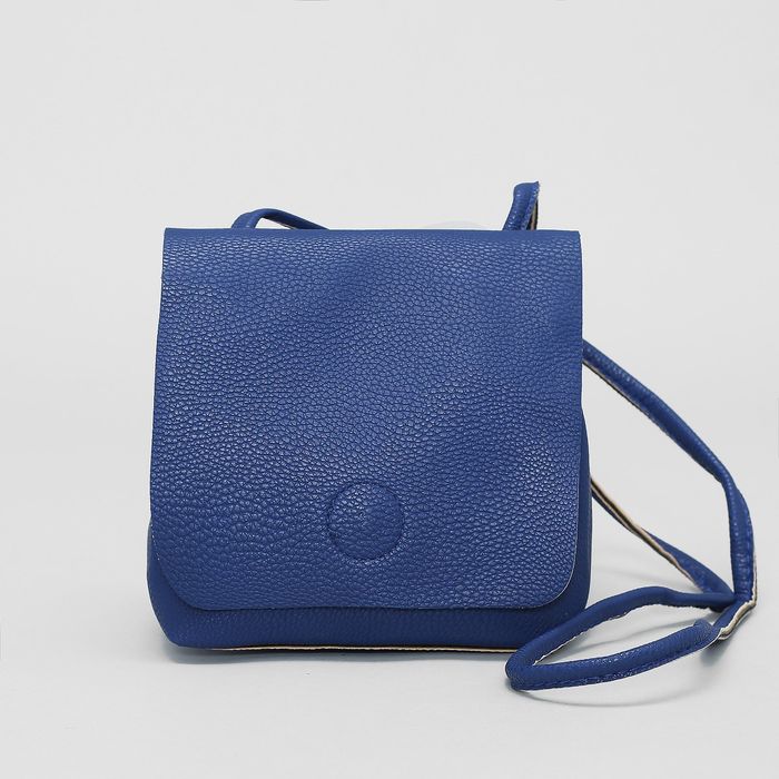 Сумка женская на магните, 1 отдел, длинный ремень, цвет синий