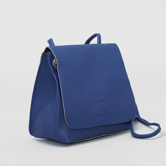 Сумка женская на магните, 1 отдел, длинный ремень, цвет синий