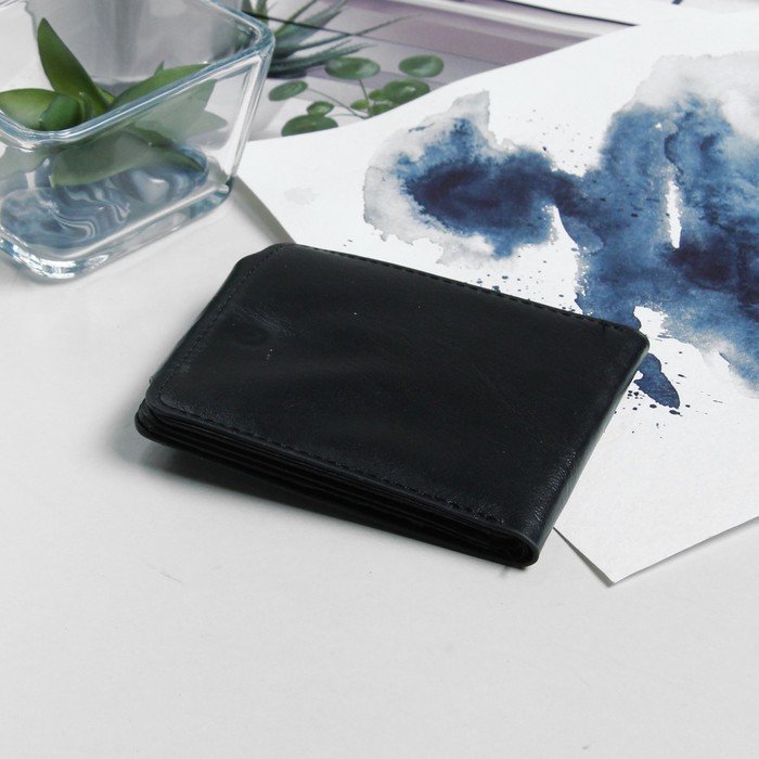 Портмоне мужское на магните"Девид", 1 отдел, отдел для карт, цвет чёрный