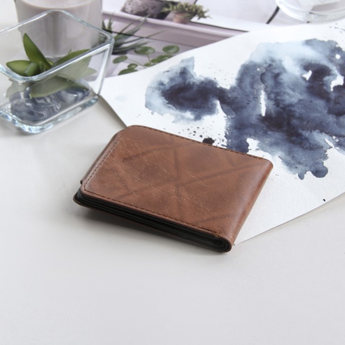 Портмоне мужское на магните"Девид", 1 отдел, отдел для карт, цвет коричневый