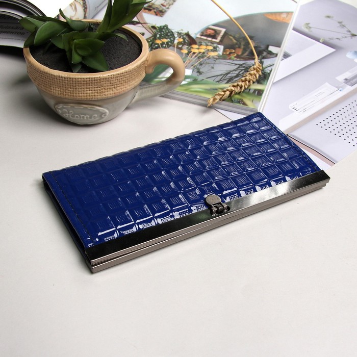 Кошелёк женский на застёжке "Мила", 5 отделов, синий