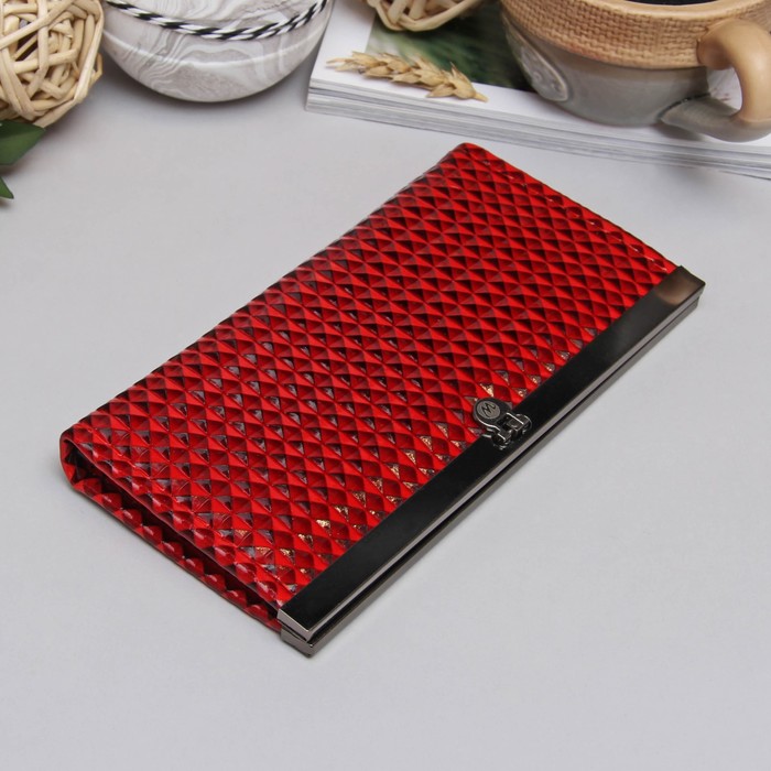 Кошелёк женский на застёжке "Сью", 5 отделов, красный