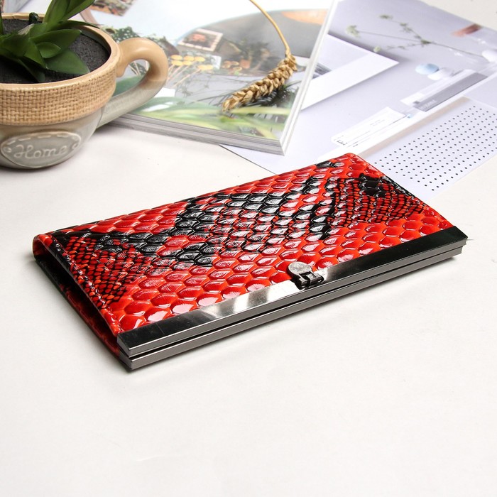 Кошелёк женский на застёжке "Дора", 5 отделов, красный