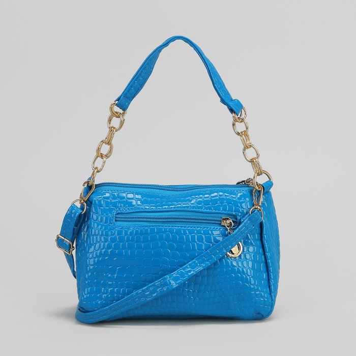 Сумка женская на молнии, 1 отдел, 1 наружный карман, длинный ремень, цвет синий