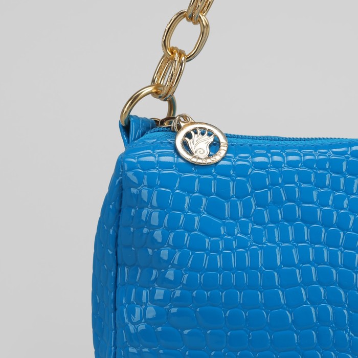 Сумка женская на молнии, 1 отдел, 1 наружный карман, длинный ремень, цвет синий