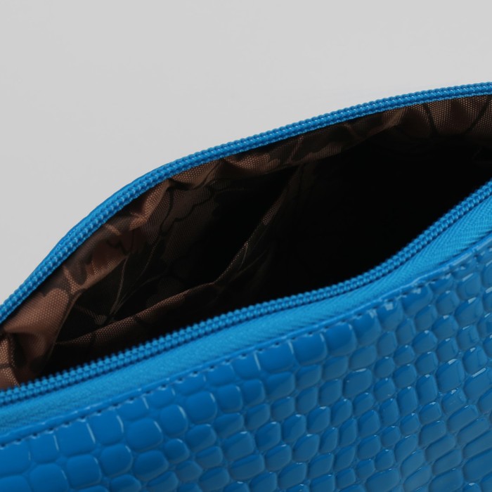 Сумка женская на молнии, 1 отдел, 1 наружный карман, длинный ремень, цвет синий