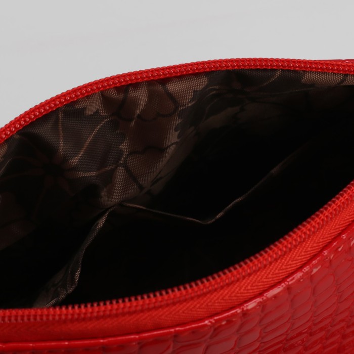 Сумка женская на молнии, 1 отдел, 1 наружный карман, длинный ремень, цвет красный