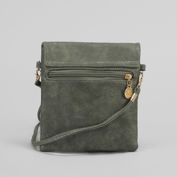 Сумка женская на клапане, 1 отдел, 1 наружный карман, длинный ремень, цвет зелёный