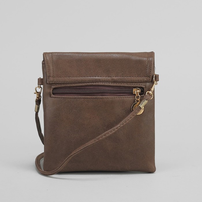 Сумка женская на клапане, 1 отдел, 1 наружный карман, длинный ремень, цвет коричневый