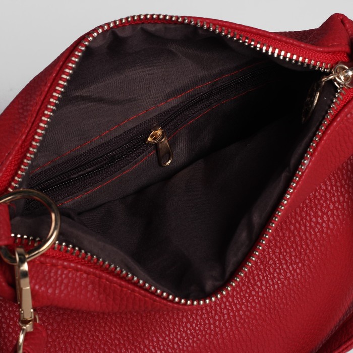 Сумка женская на молнии "Элен", 1 отдел, 2 наружных кармана, длинный ремень, бордовая