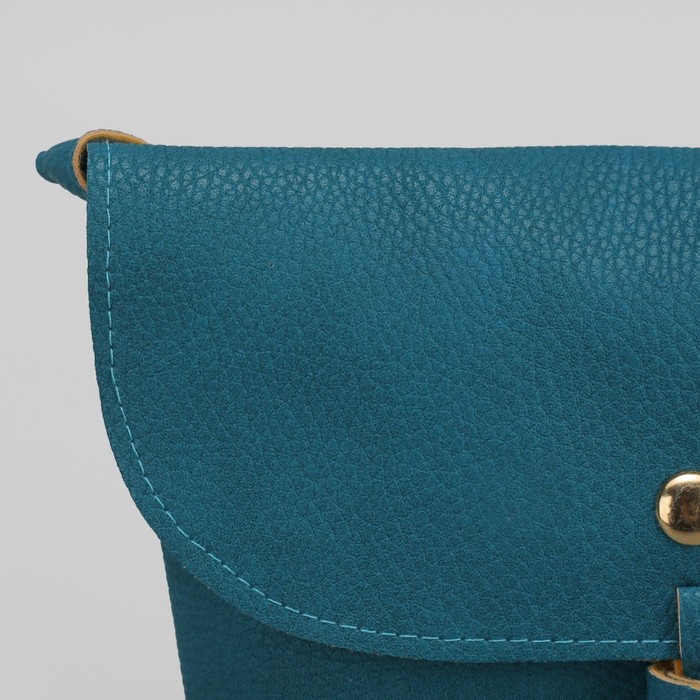 Сумка женская на кнопке "Кисточка", 1 отдел, длинный ремень, цвет морской волны