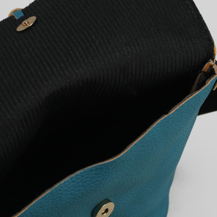 Сумка женская на кнопке "Кисточка", 1 отдел, длинный ремень, цвет морской волны