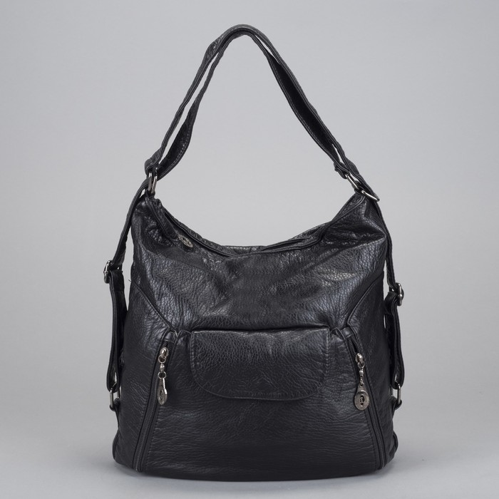 Рюкзак-сумка на молнии, 1 отдел с перегородкой, 1 наружный карман, чёрный