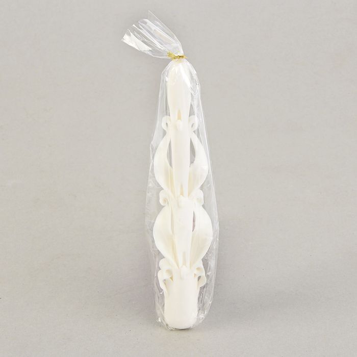 Свеча резная коническая белая 25 см